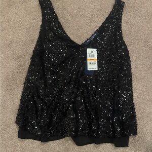 Chic Small Black Sequin Women's Top